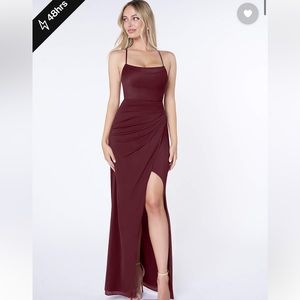 Azazie Kalea Cabernet Bridesmaids Dress